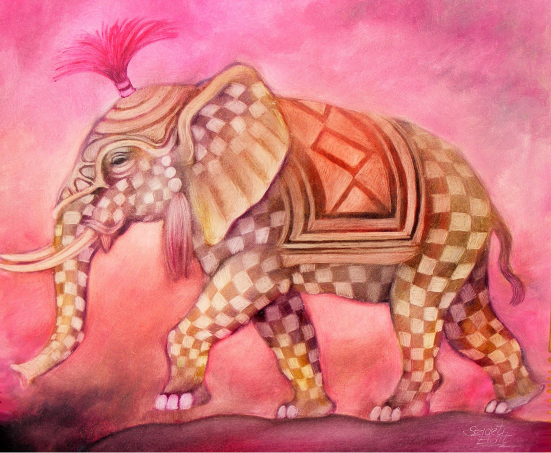 301 Pink elefant  50x40cm